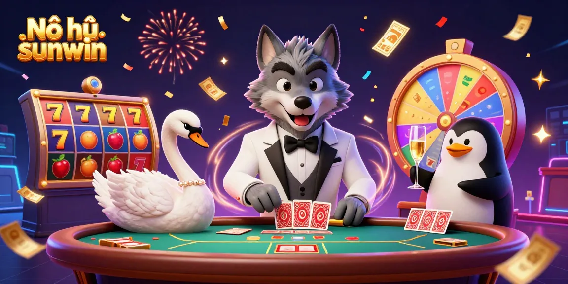 Experience the excitement of Nổ hũ sunwin with engaging characters at a vibrant baccarat table.