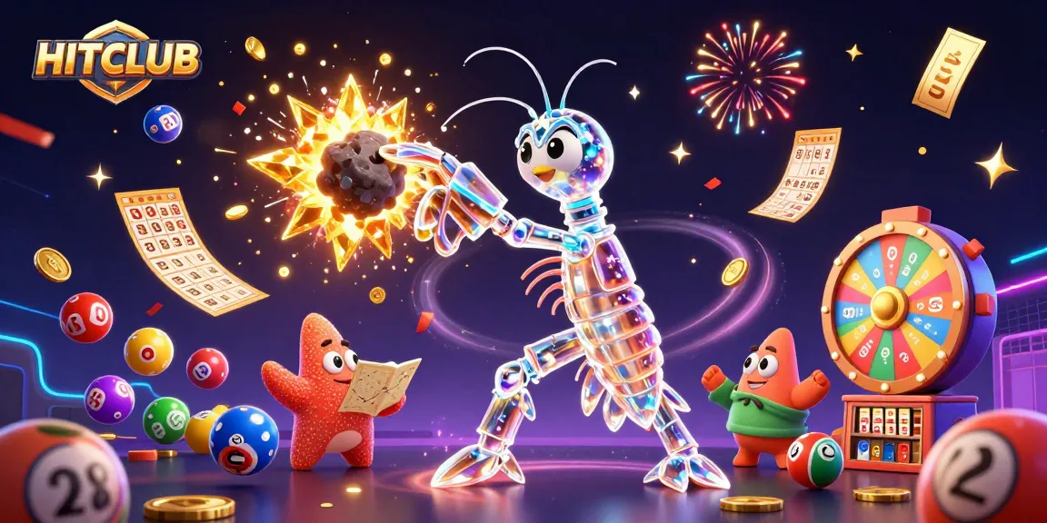 Engage in HITCLUB's thrilling gaming experience with a vibrant illustration of galactic characters amidst casino excitement.