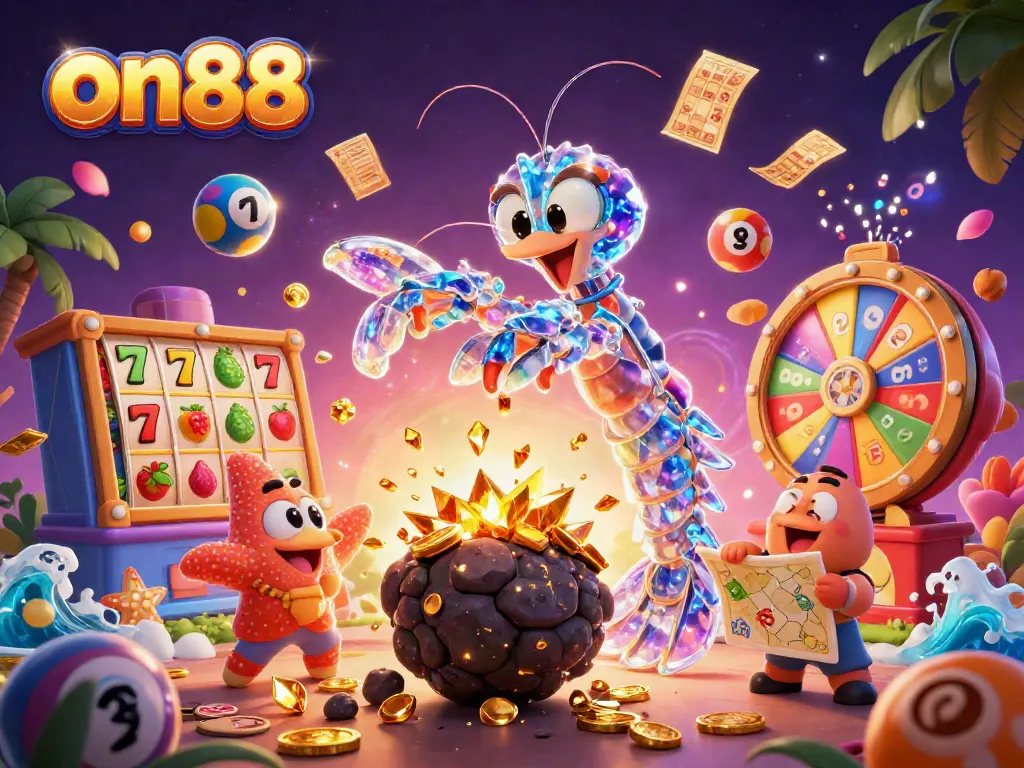 on88 showcases an adventurous 3D scene with a galactic samurai and vibrant casino elements, embodying excitement.