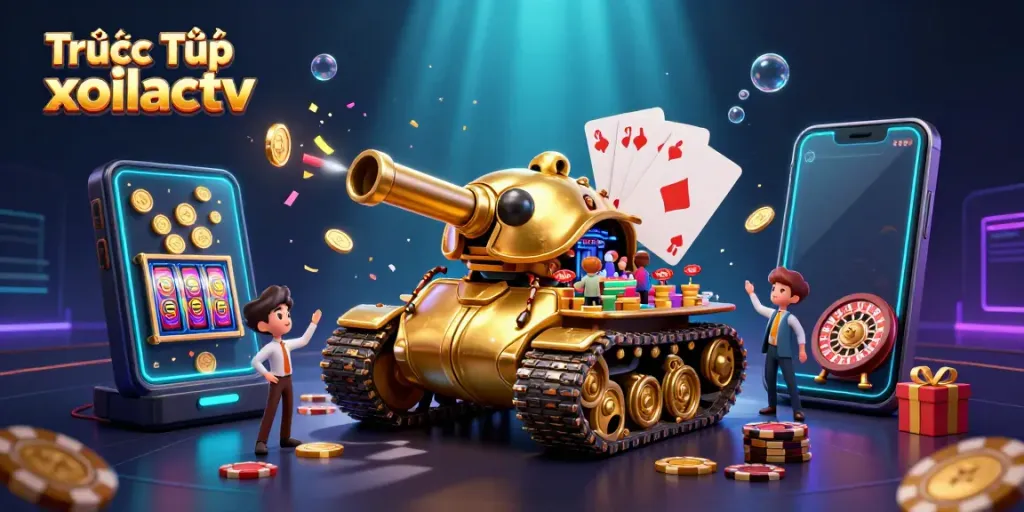 Experience the thrill of gaming with Trực Tiếp xoilactv in an immersive and dynamic casino scene.