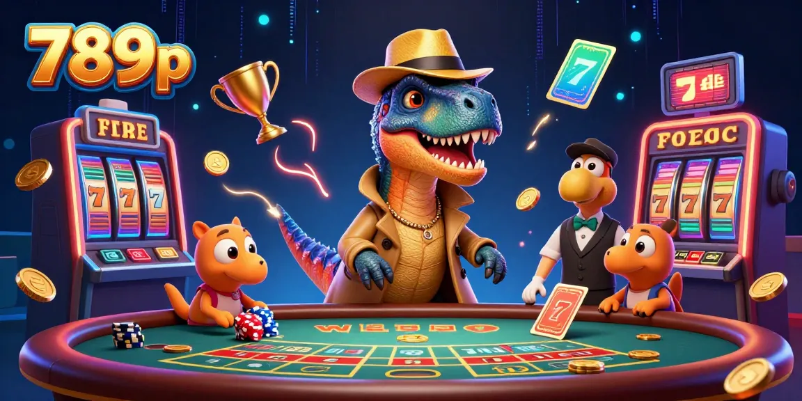 Experience thrilling gameplay at 789p with a cartoon velociraptor at a blackjack table