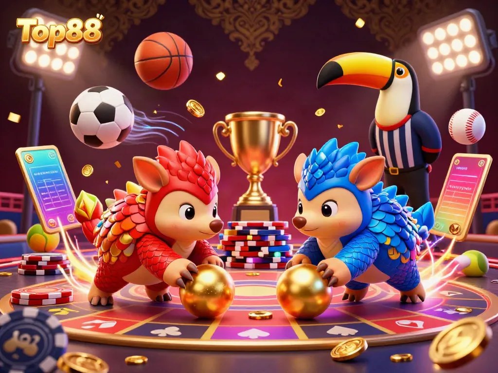 Engage in exciting gameplay with Top88 featuring rival pangolins in dynamic casino action.