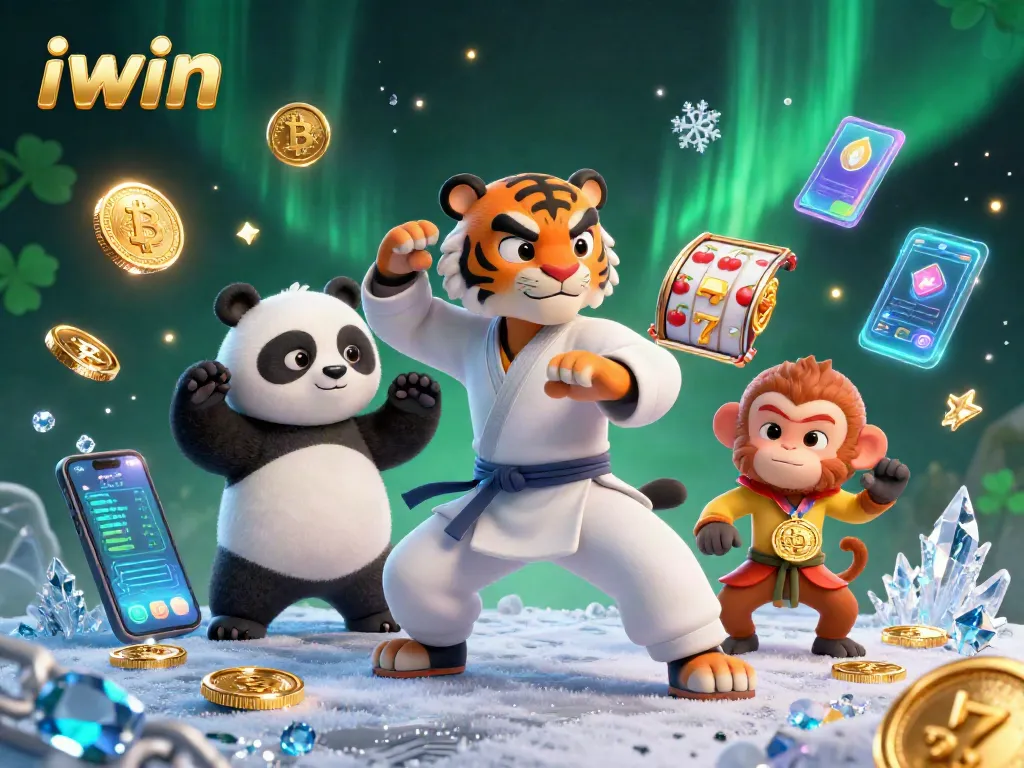 Experience iwin's exciting jackpot thrills with a vibrant 3D illustration of gaming characters and symbols.