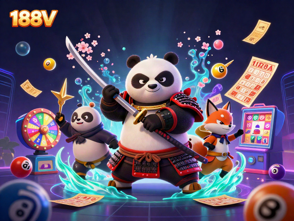 Experience the excitement of 188V with dynamic casino characters and vibrant gaming elements.