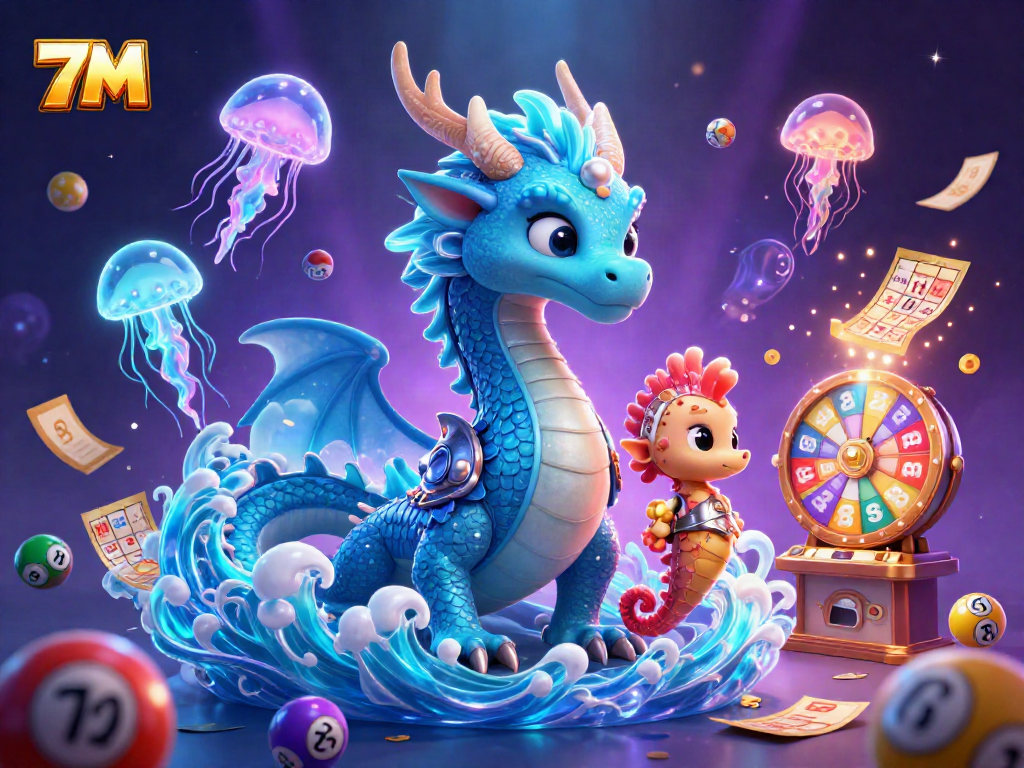 Experience winning moments at 7M with vibrant gaming elements in an underwater casino illustration.