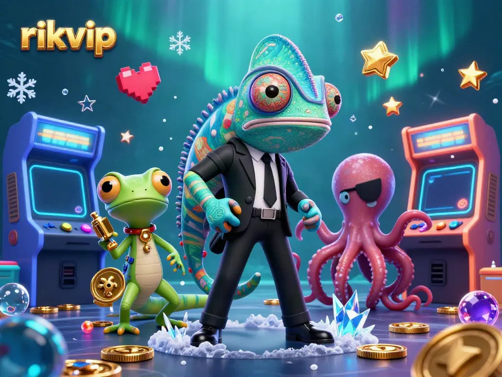 Experience vibrant gaming action with rikvip’s colorful casino illustration featuring dynamic characters.