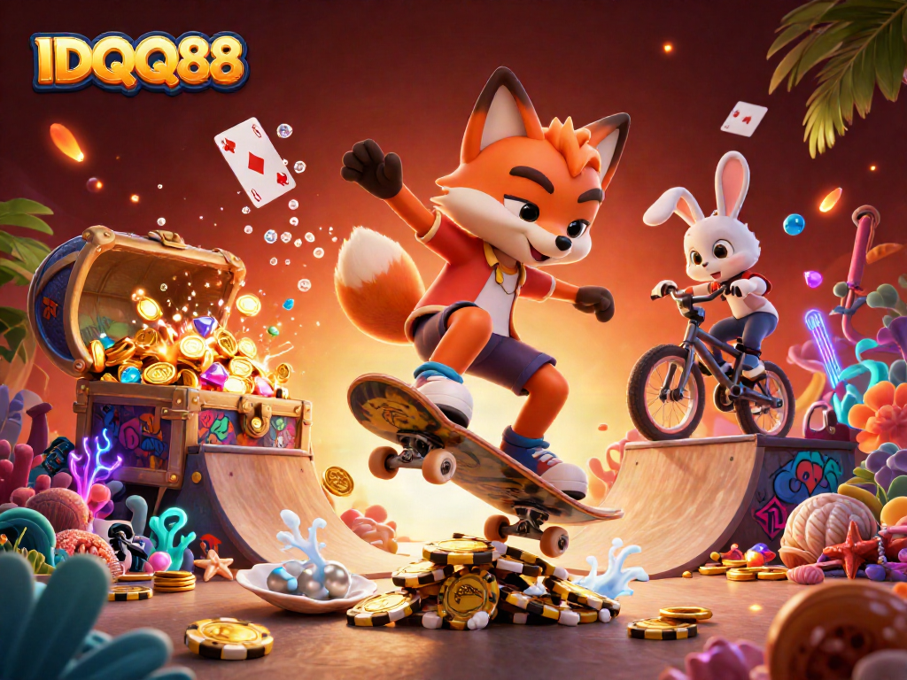 IDQQ88 showcases a vibrant 3D casino scene filled with excitement and gaming adventure.