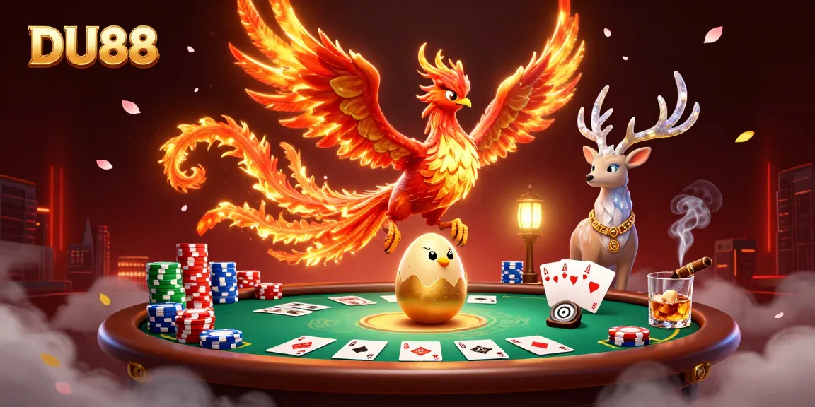 Experience the thrill of DU88 with a vibrant 3D casino scene depicting fortune and excitement.