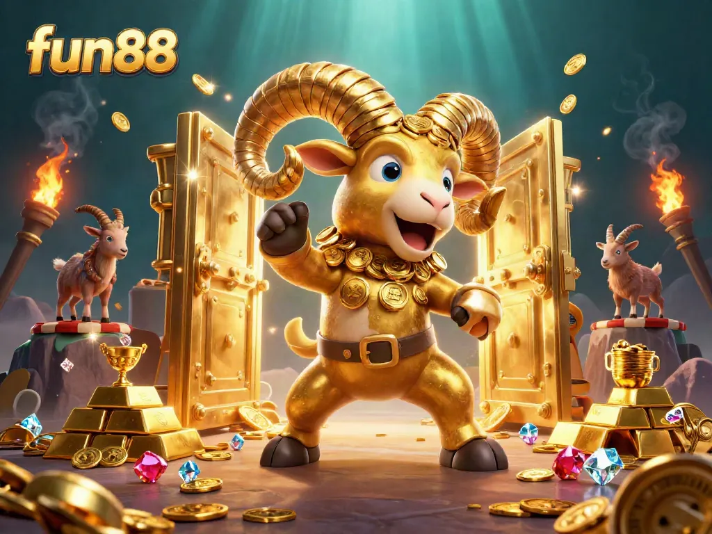 Experience thrilling gameplay at fun88 with a dynamic 3D casino scene filled with treasure and excitement.
