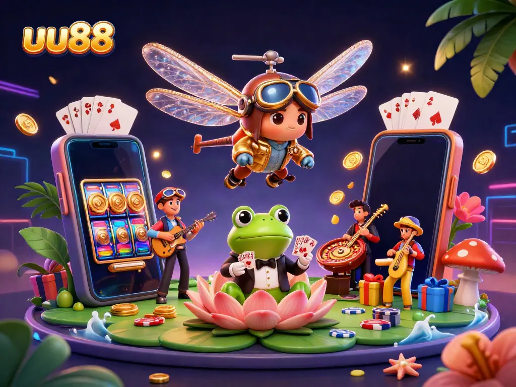 Experience thrilling gameplay at uu88 with a vibrant casino scene featuring dynamic characters and lively gaming elements.