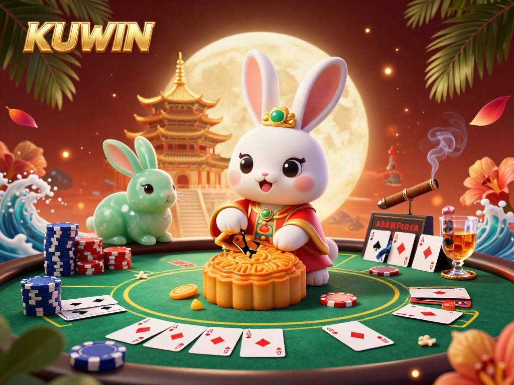KUWIN brings excitement as the moon rabbit works magic with poker chips on the lunar surface.