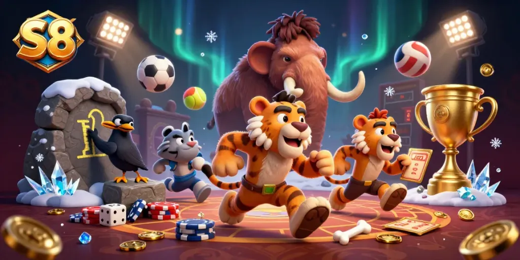 S8 engaging players in a vibrant casino atmosphere filled with sports betting excitement and dynamic game elements