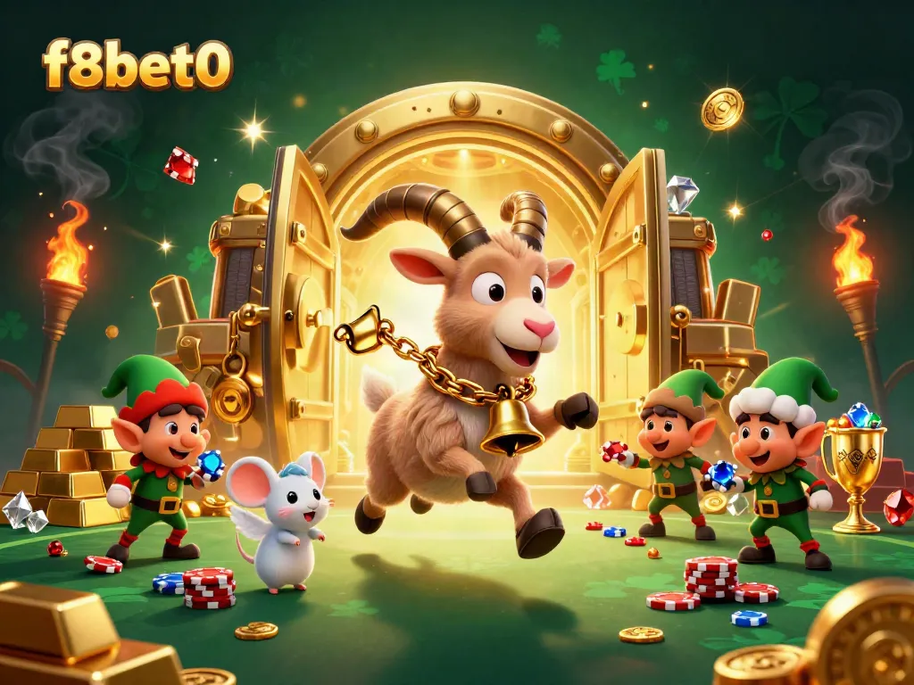 Experience exciting wins at f8bet0 with a lively casino scene featuring a Krampus goat.