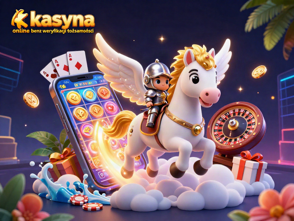 Play exciting games at kasyna online bez weryfikacji tożsamości with dynamic 3D illustrations of casino elements.
