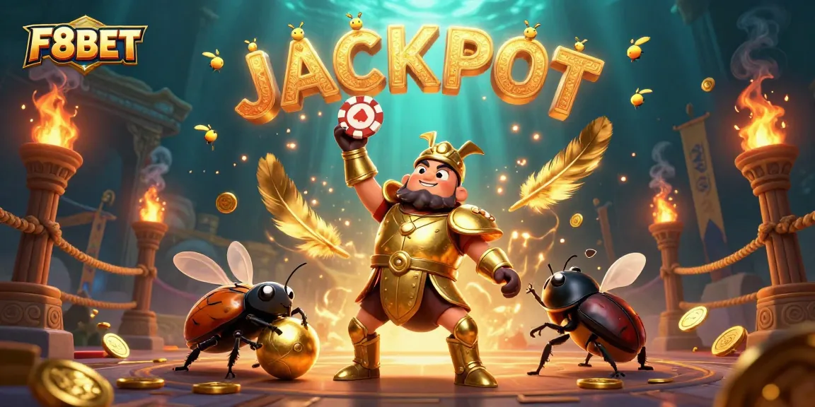 Experience the thrill of winning with F8BET in a vibrant 3D casino illustration.