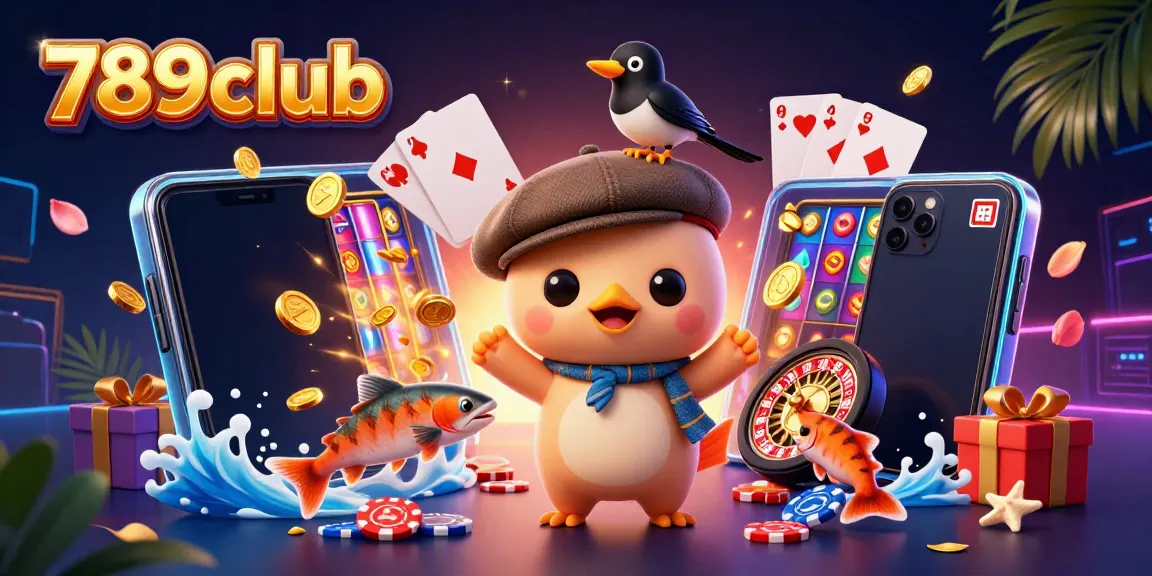 Engage with the vibrant world of 789club as Nessie, a playful Loch Ness monster, and friends celebrate gaming.