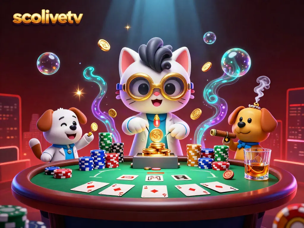 Experience high-stakes poker action with socolivetv in this vibrant, detailed illustration.