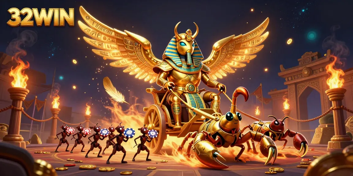 Experience the thrilling world of 32WIN with vibrant characters and rich casino elements.