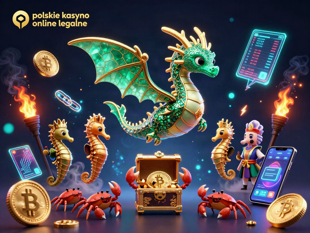 Engage in the vibrant world of polskie kasyno online legalne with a dynamic sea dragon scene showcasing crypto elements.