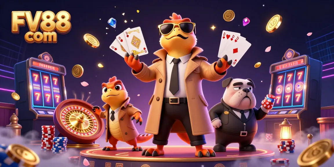 Experience the thrill of FV88 com with a lively illustration of cartoon raptors attempting to enter a VIP casino lounge.