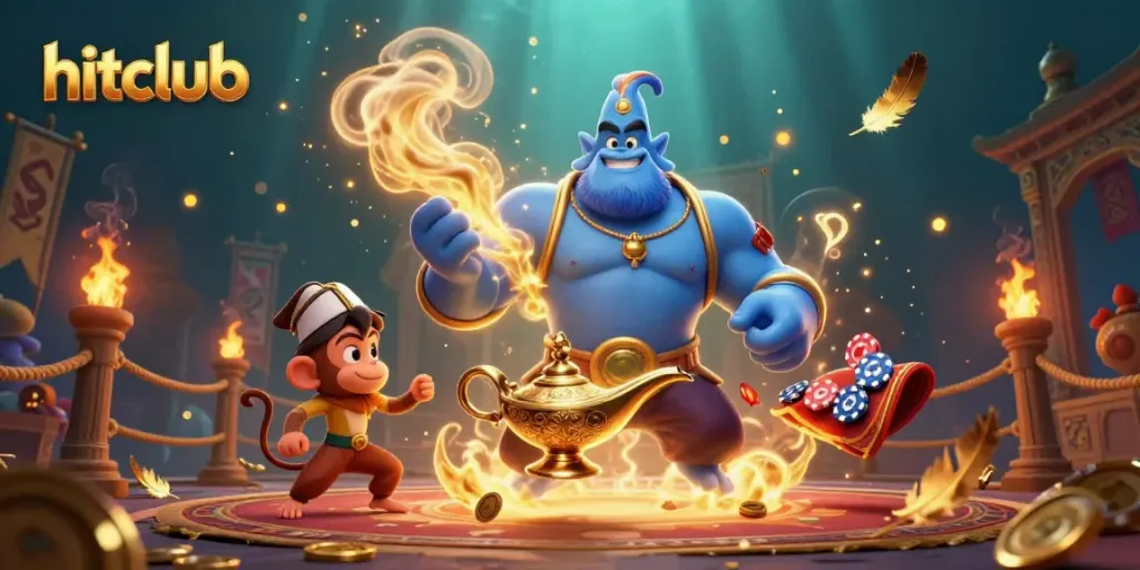 Experience thrilling action with hitclub's magical characters in this vibrant casino illustration.