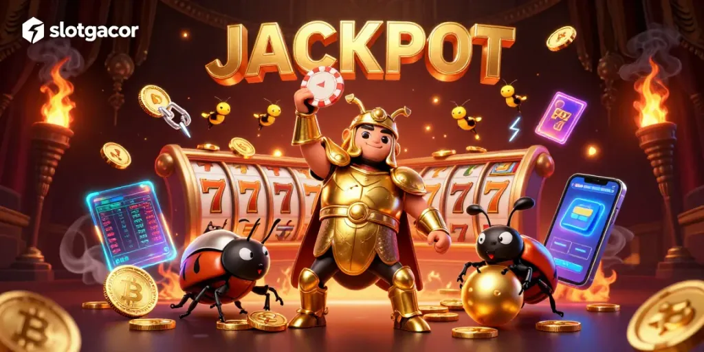 Experience the excitement of slotgacor with vibrant characters and gaming elements in an electrifying casino ambiance.