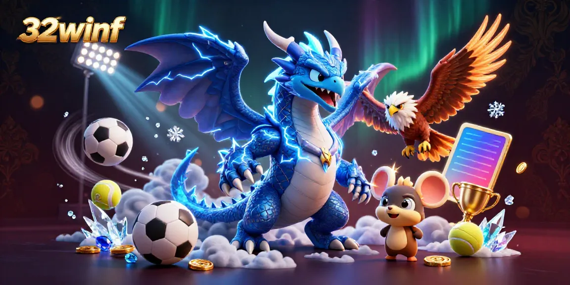 Play thrilling games at 32winf with a vibrant scene of action-packed characters and dynamic casino elements