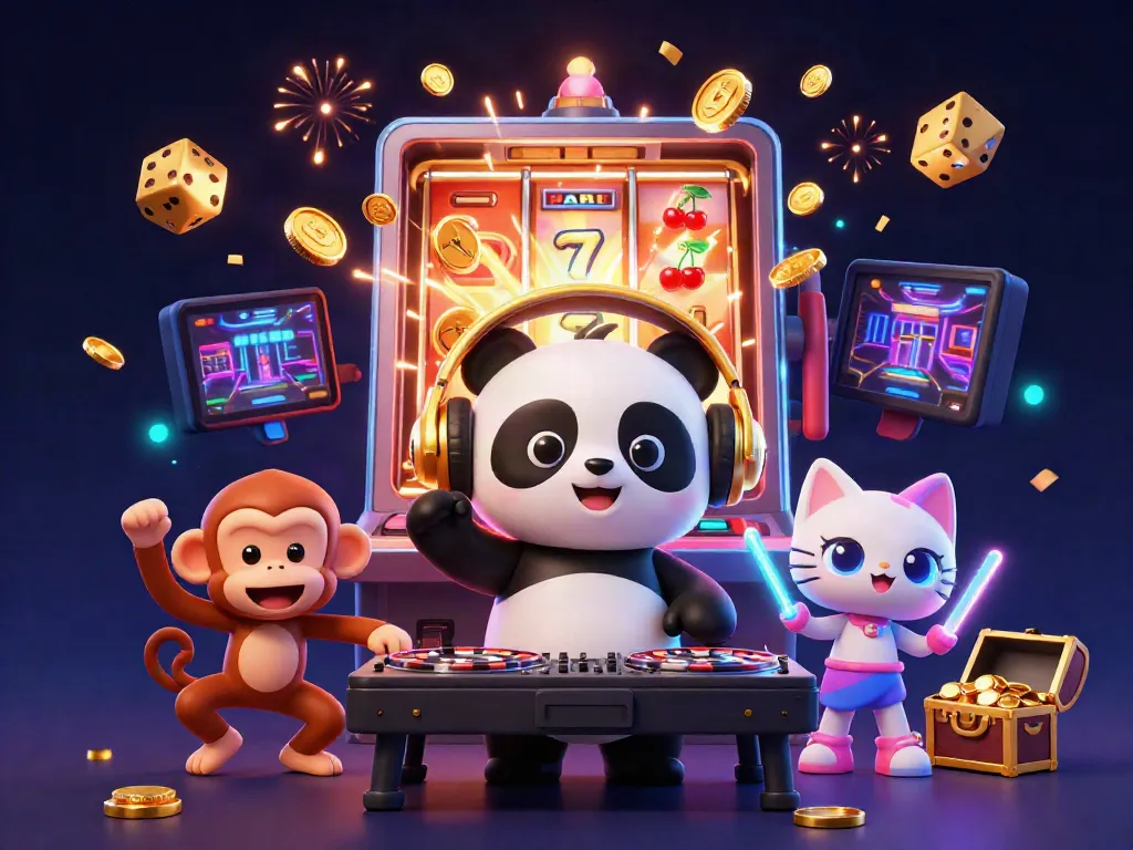 Experience the thrill of ฟัน88 with our vibrant online casino characters in an action-packed scene.