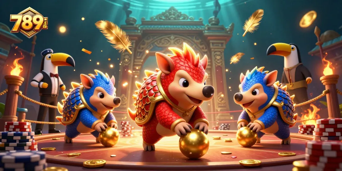 Engage in thrilling gameplay at 789CLUB with vibrant pangolins and golden casino elements.