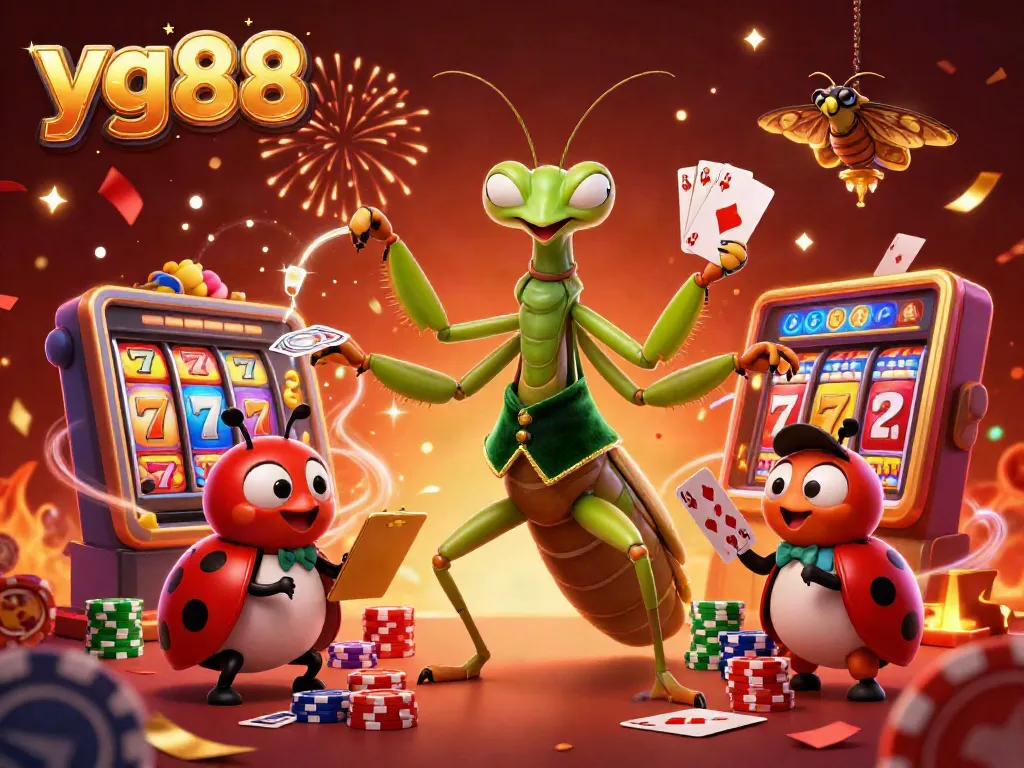 Experience thrilling gameplay with yg88's dynamic casino scene featuring vibrant characters, slots, and a festive atmosphere.