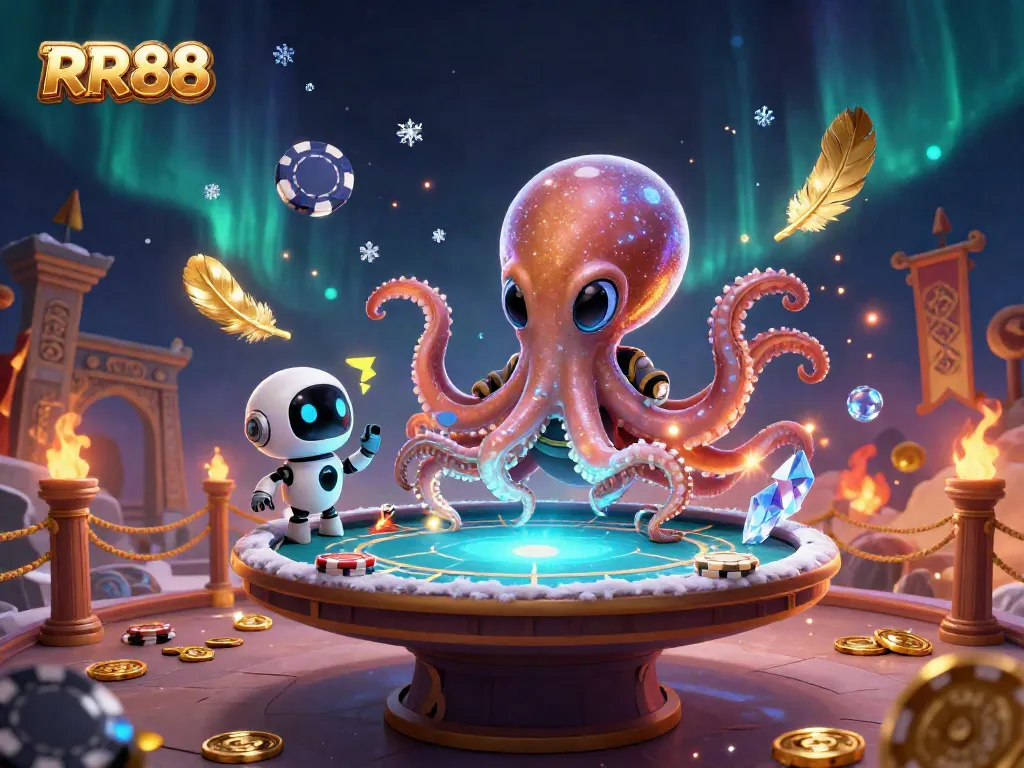 Engage in thrilling poker at RR88 with an alien octopus and dynamic gaming elements.