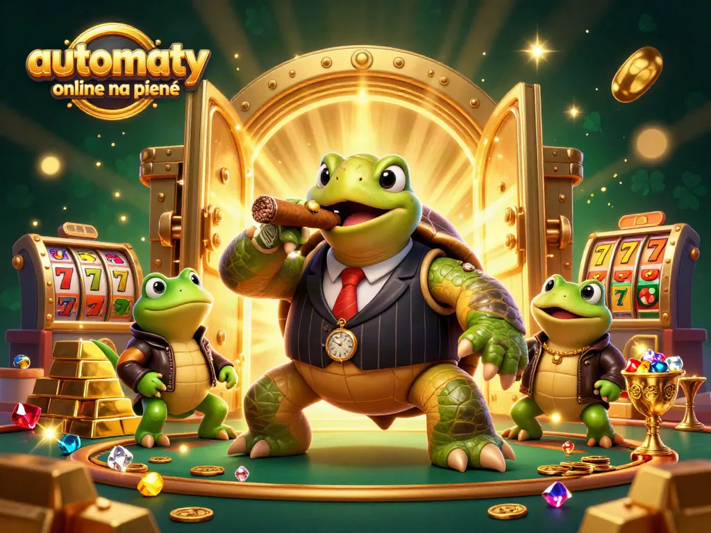 Experience the thrill of automaty online na pieniądze with a vintage mobster turtle surrounded by jewels and jackpots.