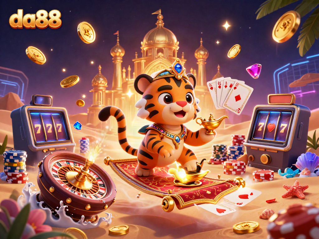 Experience the magic of da88 with vibrant casino elements and characters in an enchanting setting.