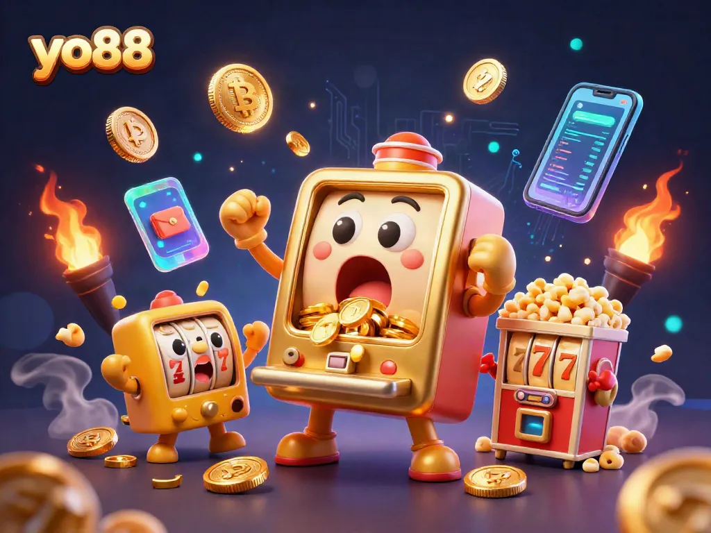 Spin the yo88 slot machine for golden wins as the jackpot coins pour out!