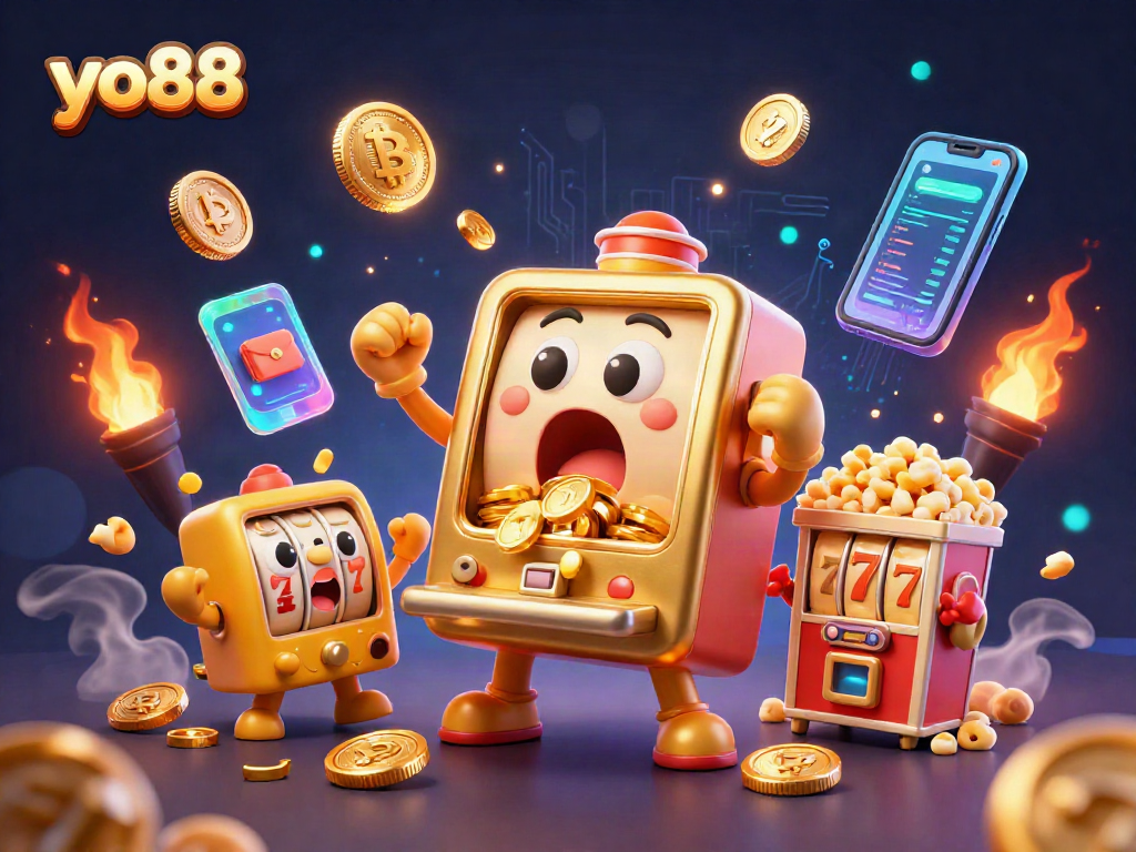 Spin the yo88 slot machine for golden wins as the jackpot coins pour out!