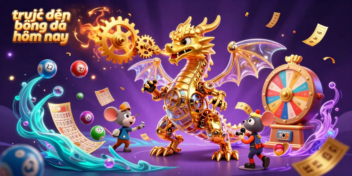 Engage with trực tiếp bóng đá hôm nay through a dynamic 3D illustration showcasing a golden dragon amidst vibrant casino elements.